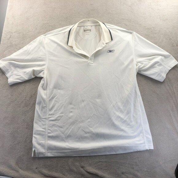 Reebok Mens White Polo Shirt Size 2XL Moisture-Wicking Polyester Short Sleeve Ca - Picture 16 of 16